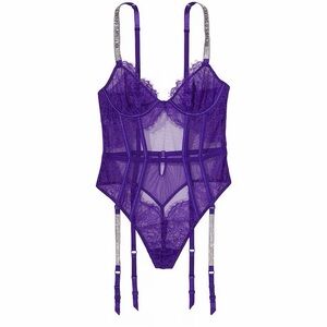 New Victoria's Secret Deep Purple Lace Bodysuit